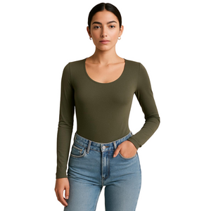 H&M Women's NWOT Gray Green Bodysuit Stretch Top Size XXL